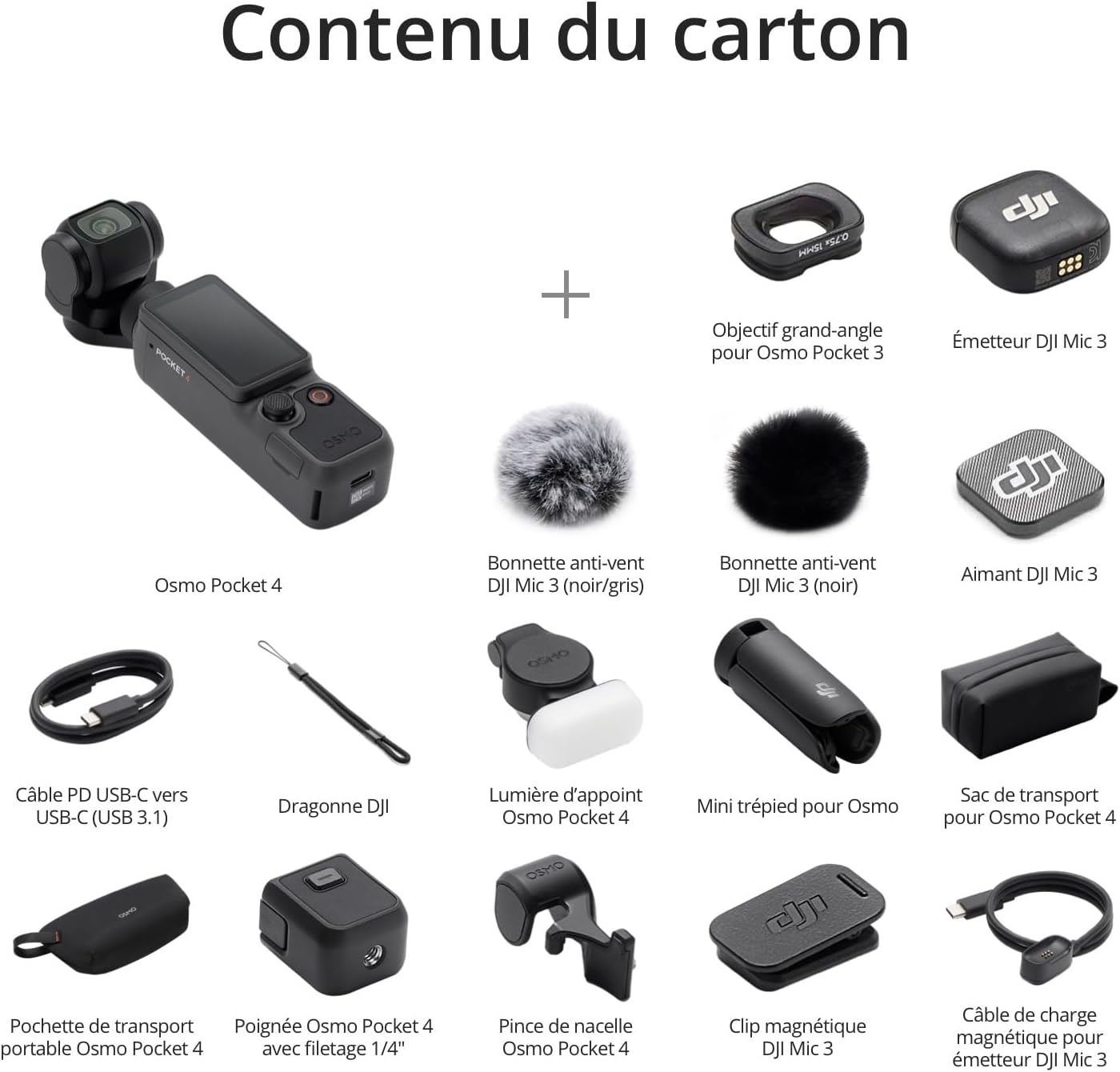 Contenu du carton — Osmo Pocket 4 Creator Combo